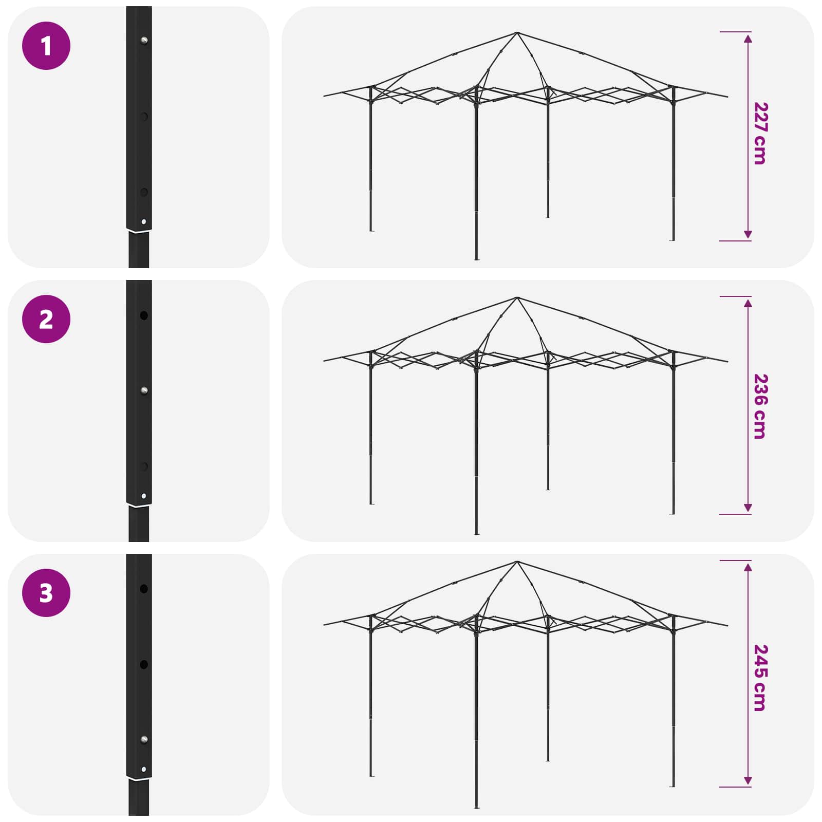 vidaXL Gazebo z 4 Ścianami 2,6 x 2,6 m Jasnoszary i antracytowy