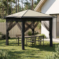 vidaXL Gazebo z 4 Ścianami 2,6 x 2,6 m Kremowy i antracytowy