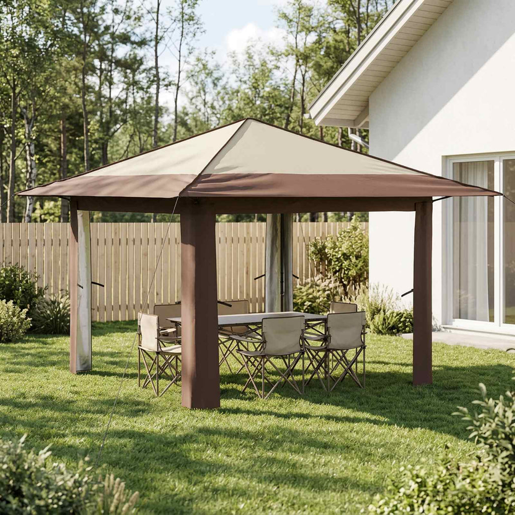 vidaXL Gazebo bez Ściany Kremowy i brązowy