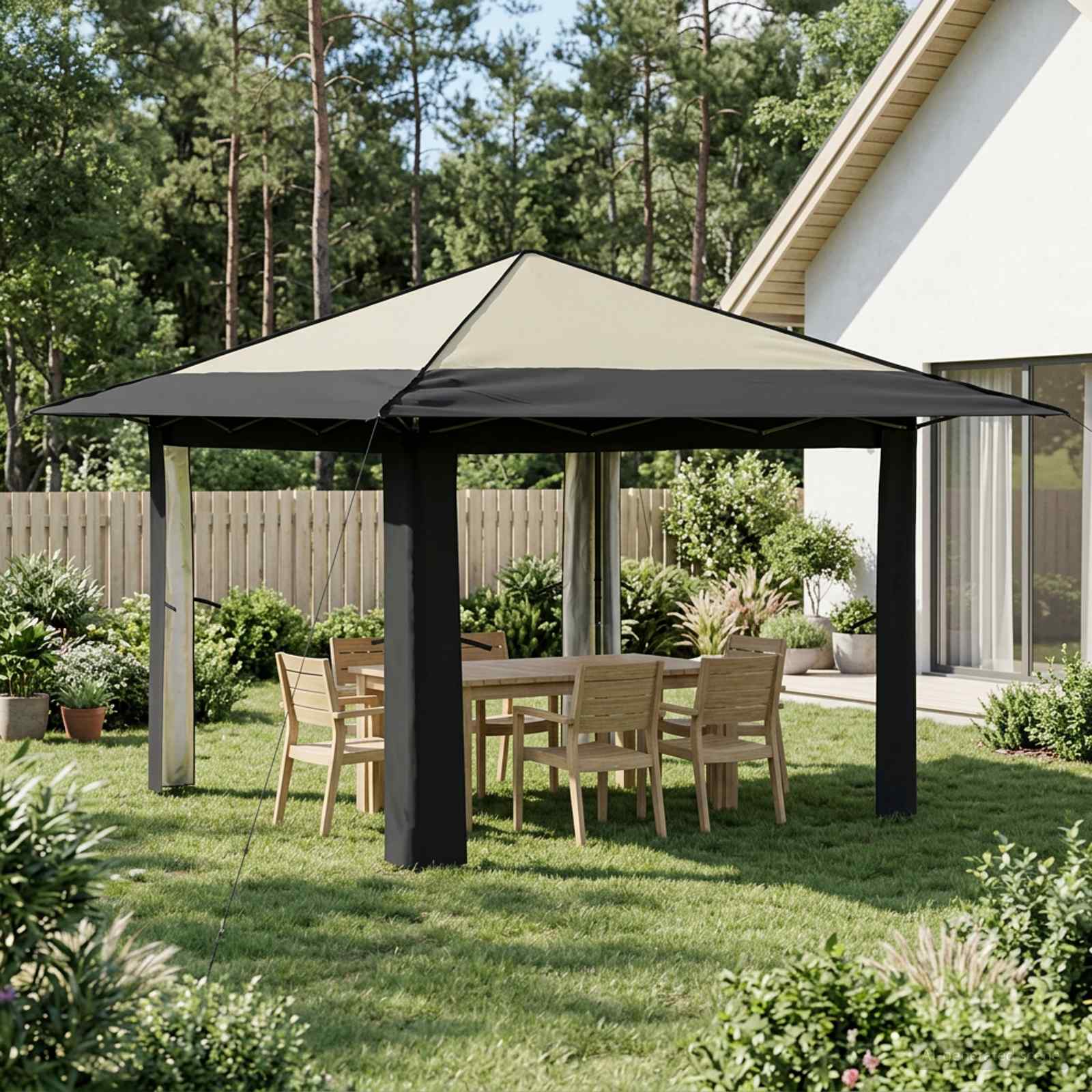 vidaXL Gazebo bez Ściany 3,3 x 3,3 m Kremowy i antracytowy