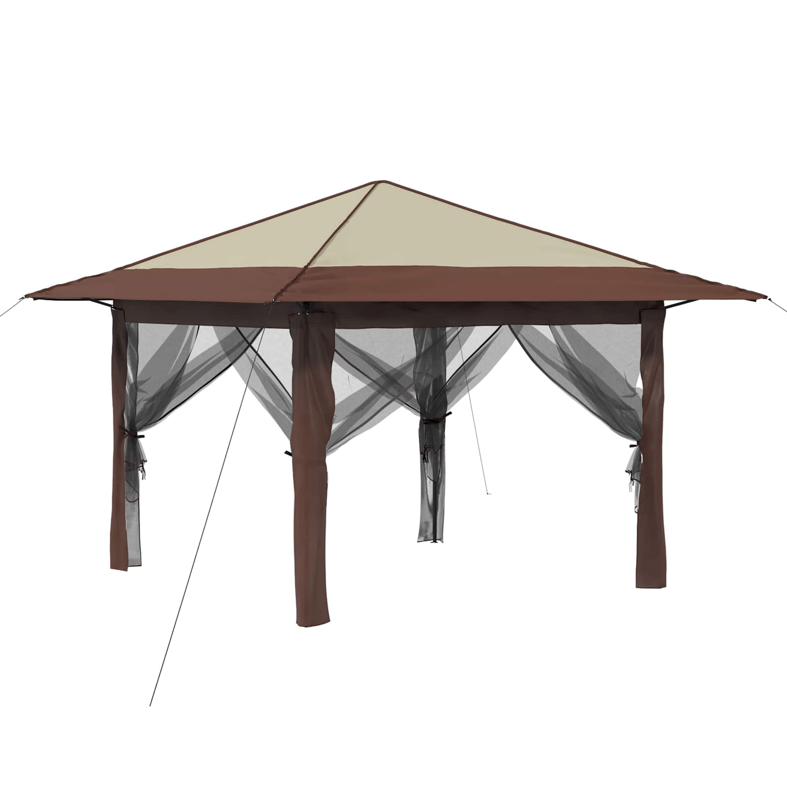 vidaXL Gazebo z 4 Ścianami 3,3 x 3,3 m Kremowy i brązowy