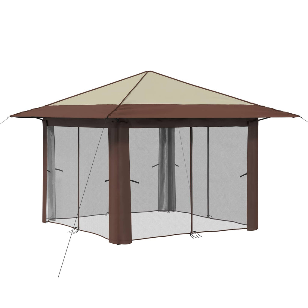 vidaXL Gazebo z 4 Ścianami 3,3 x 3,3 m Kremowy i brązowy