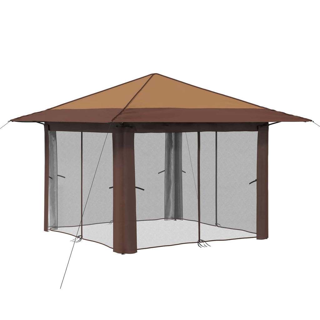 vidaXL Gazebo z 4 Ścianami 3,3 x 3,3 m Beżowy i Brązowy