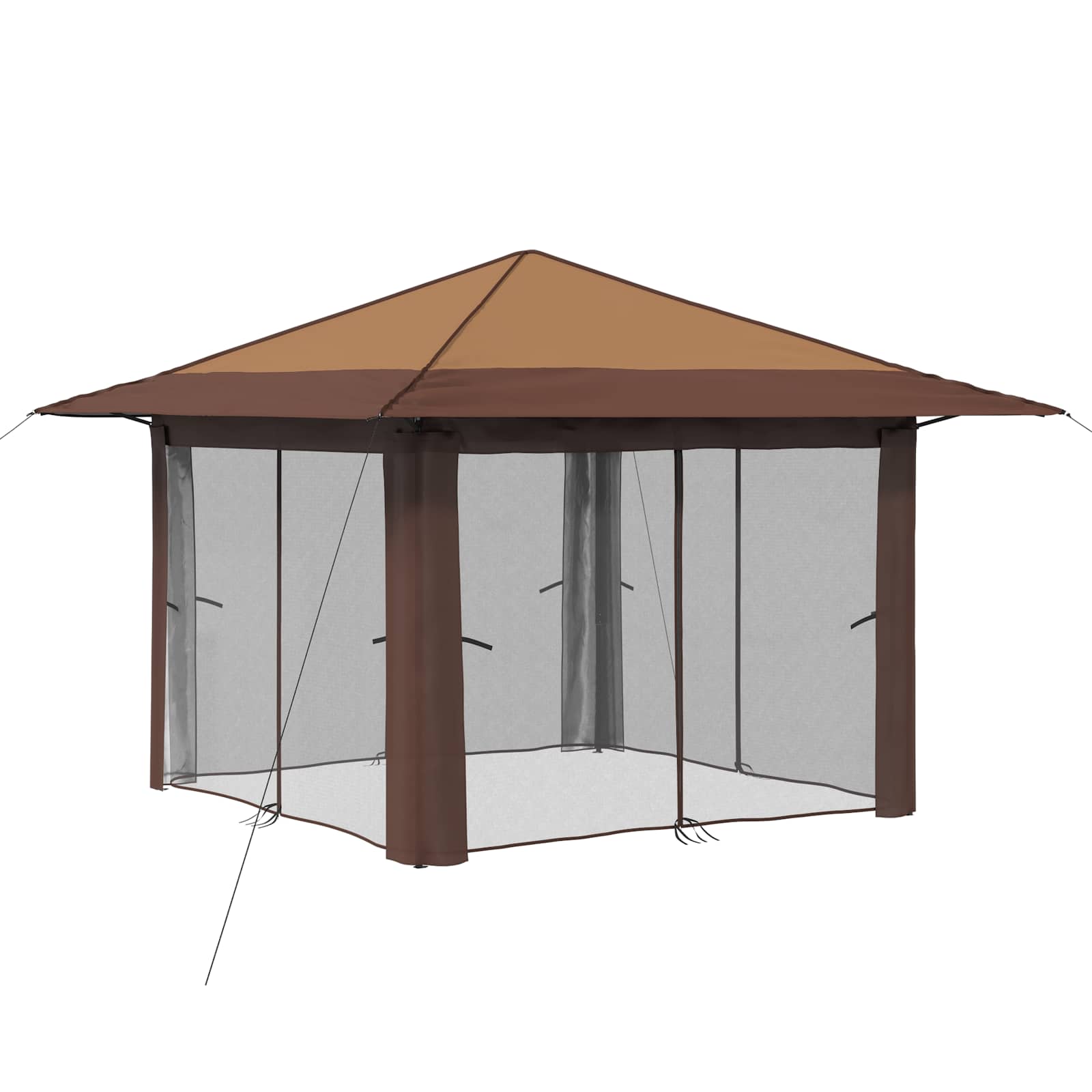 vidaXL Gazebo z 4 Ścianami 3,3 x 3,3 m Beżowy i Brązowy
