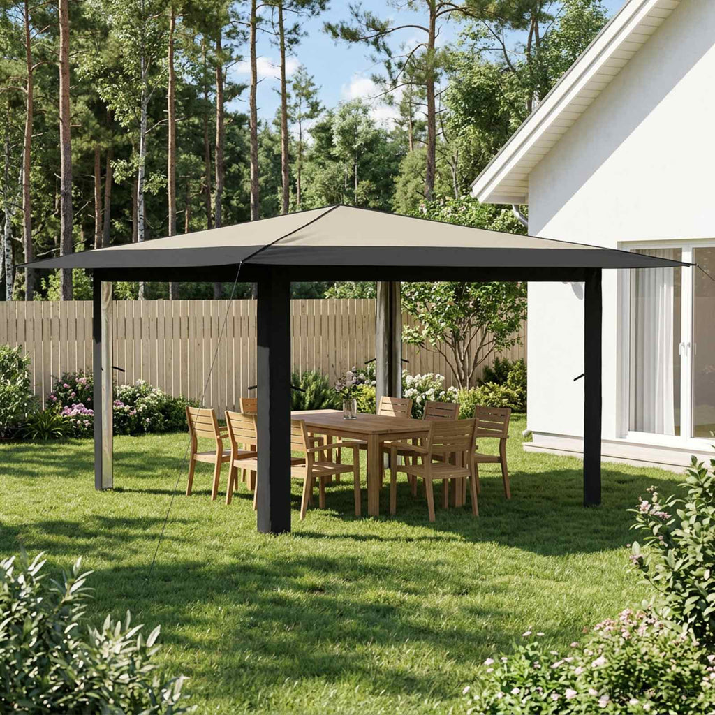vidaXL Gazebo bez ścianki bocznej 4 x 4 m Kremowy i antracytowy