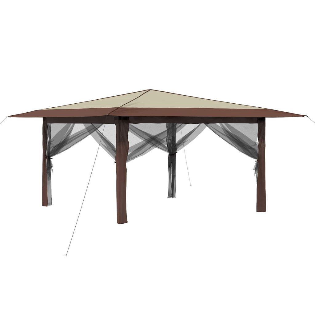 vidaXL Gazebo z 4 ściankami bocznymi 4 x 4 m Kremowy i brązowy