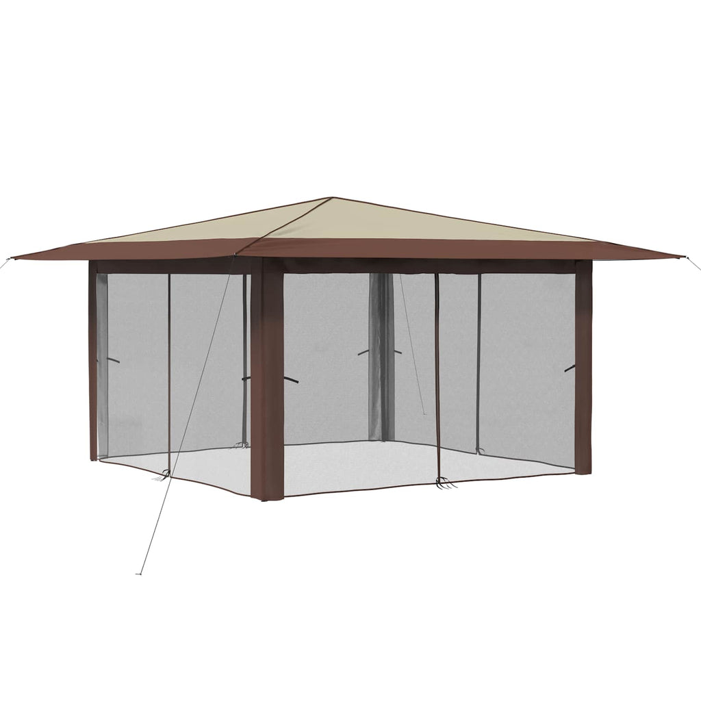 vidaXL Gazebo z 4 ściankami bocznymi 4 x 4 m Kremowy i brązowy