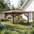 vidaXL Gazebo z 4 ściankami bocznymi 4 x 4 m Beżowy i Brązowy