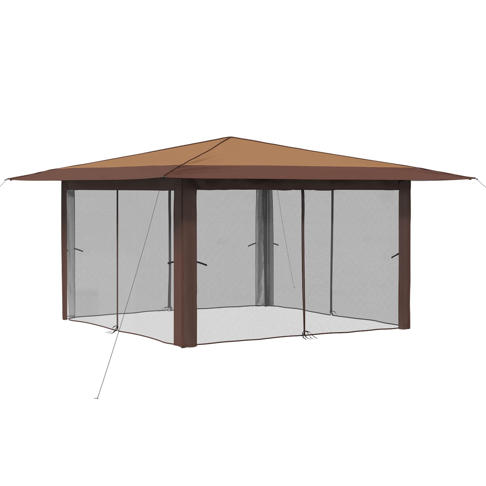 vidaXL Gazebo z 4 ściankami bocznymi 4 x 4 m Beżowy i Brązowy
