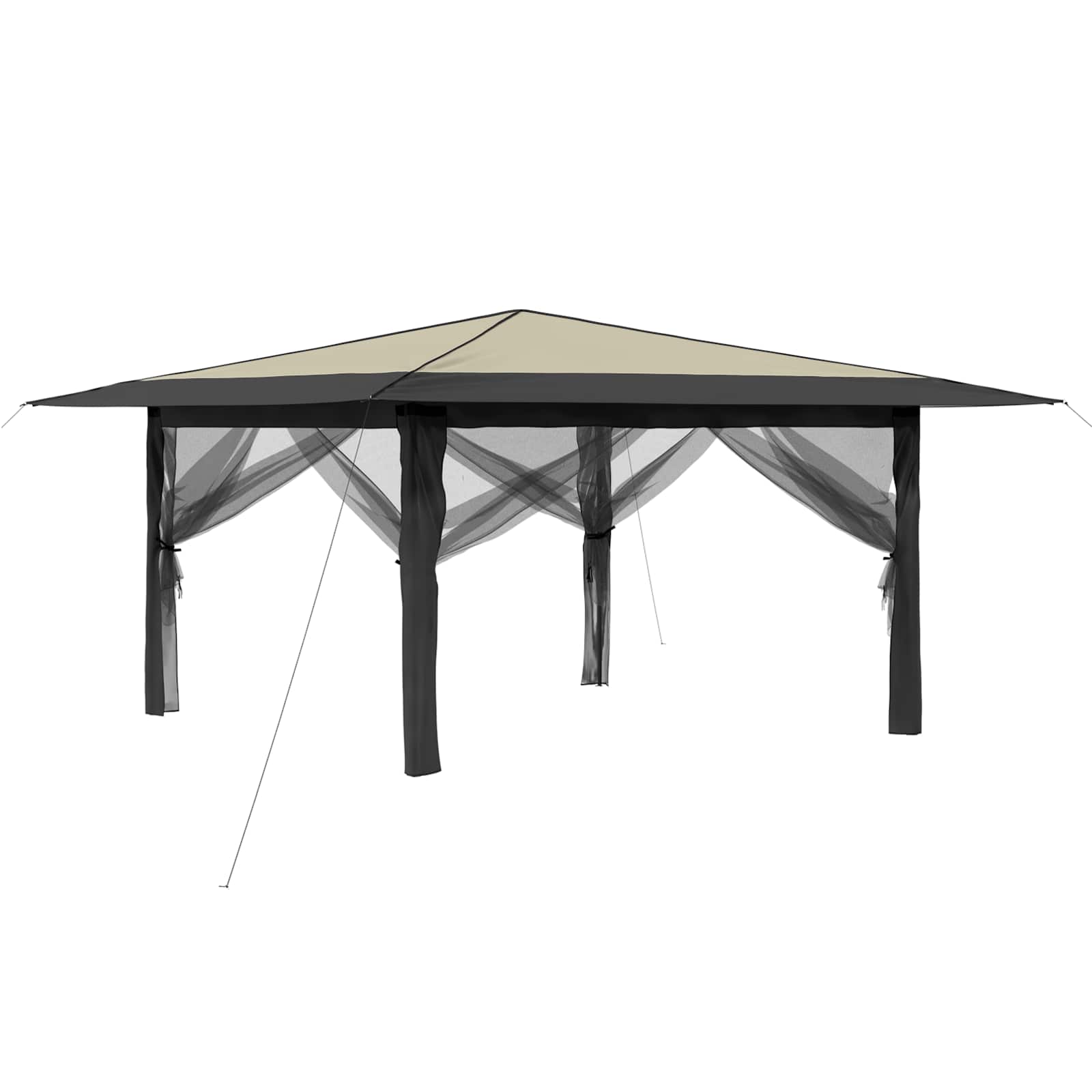 vidaXL Gazebo z 4 ściankami bocznymi 4 x 4 m Kremowy i antracytowy