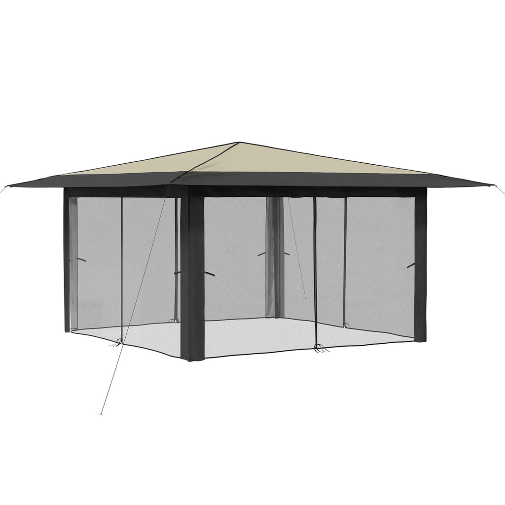 vidaXL Gazebo z 4 ściankami bocznymi 4 x 4 m Kremowy i antracytowy