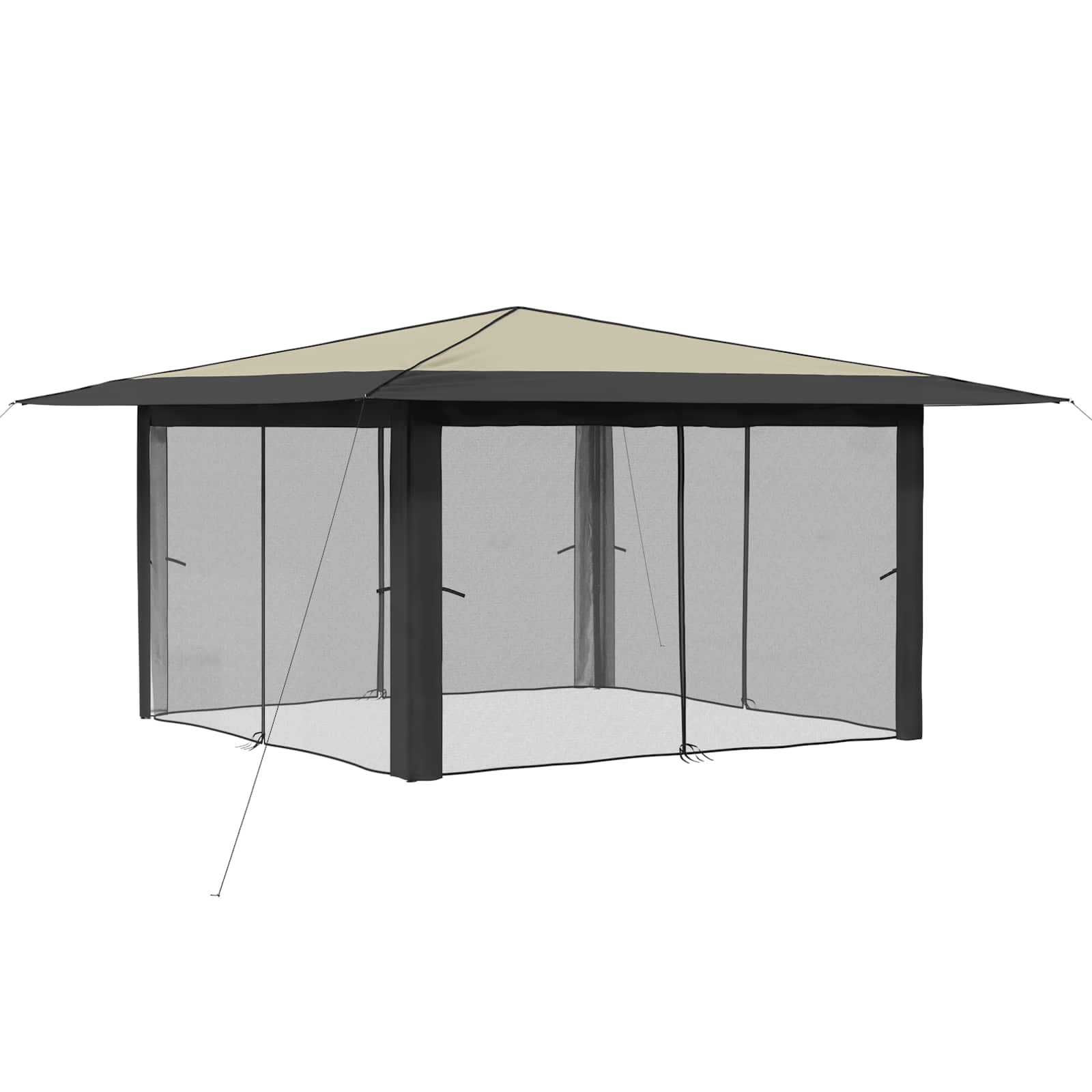 vidaXL Gazebo z 4 ściankami bocznymi 4 x 4 m Kremowy i antracytowy