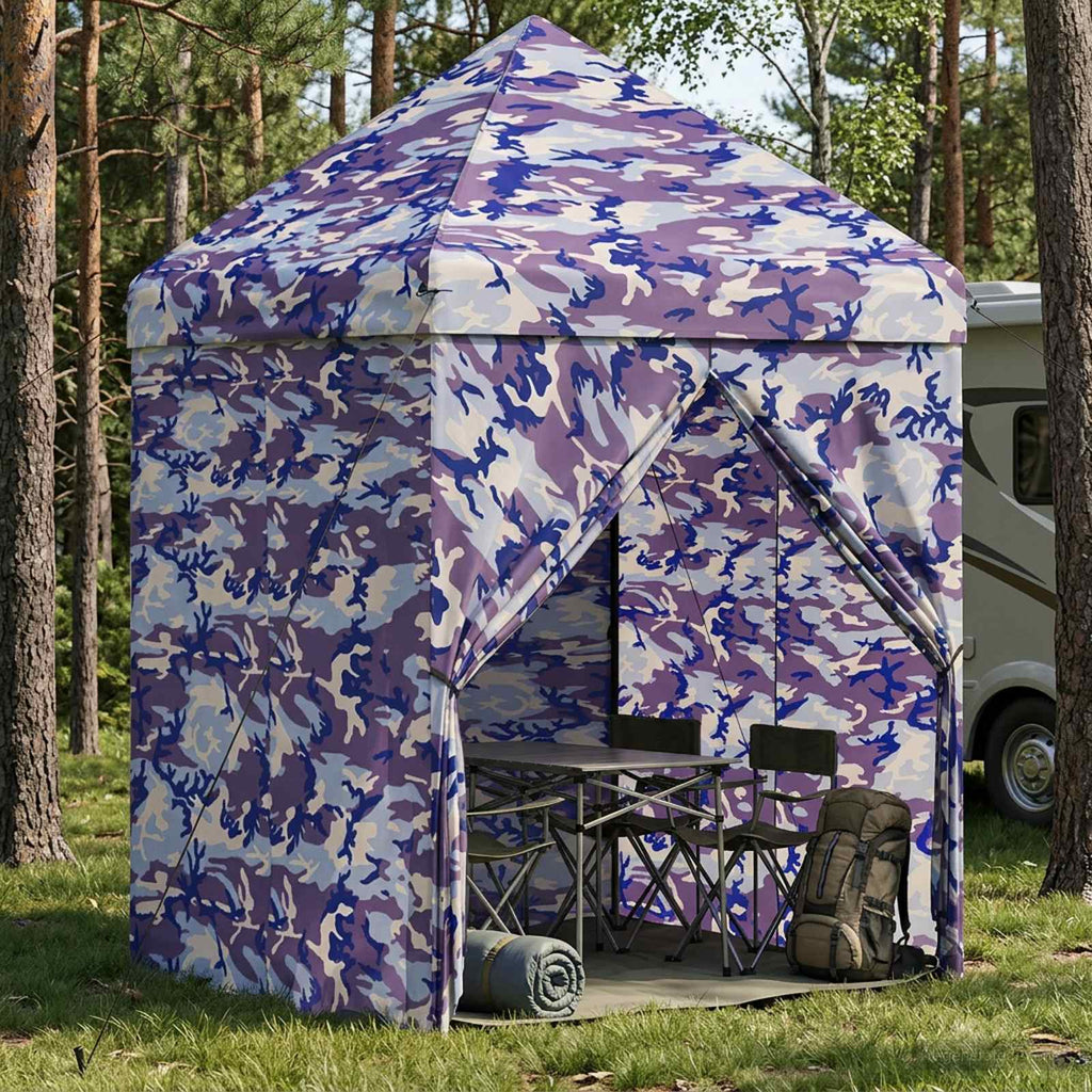 vidaXL Garaż Pop-up z 4 Ścianami 2 x 2 m Niebieski kamuflaż
