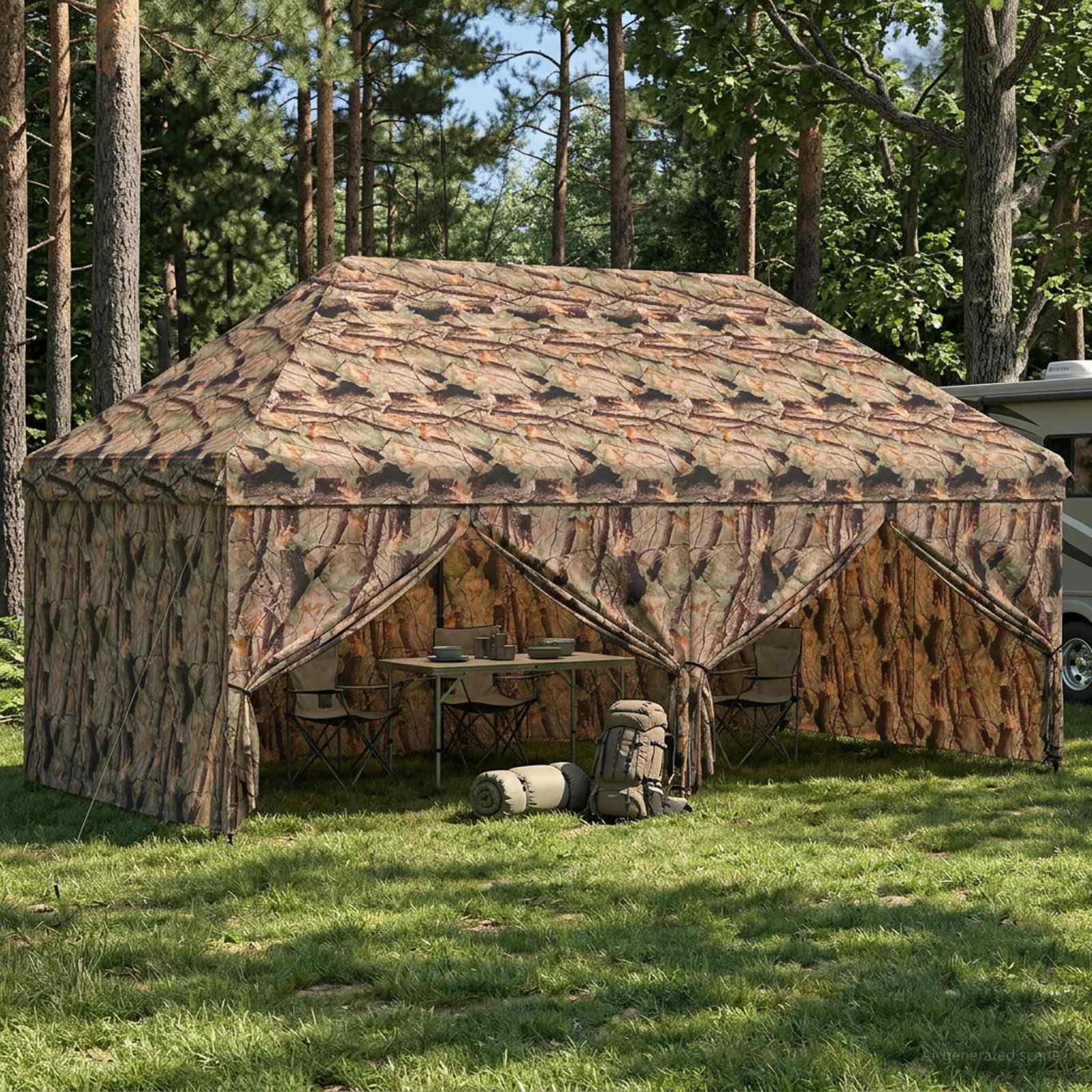 vidaXL Garaż Pop-up z 4 Ścianami 3 x 6 m Leśny Kamuflaż