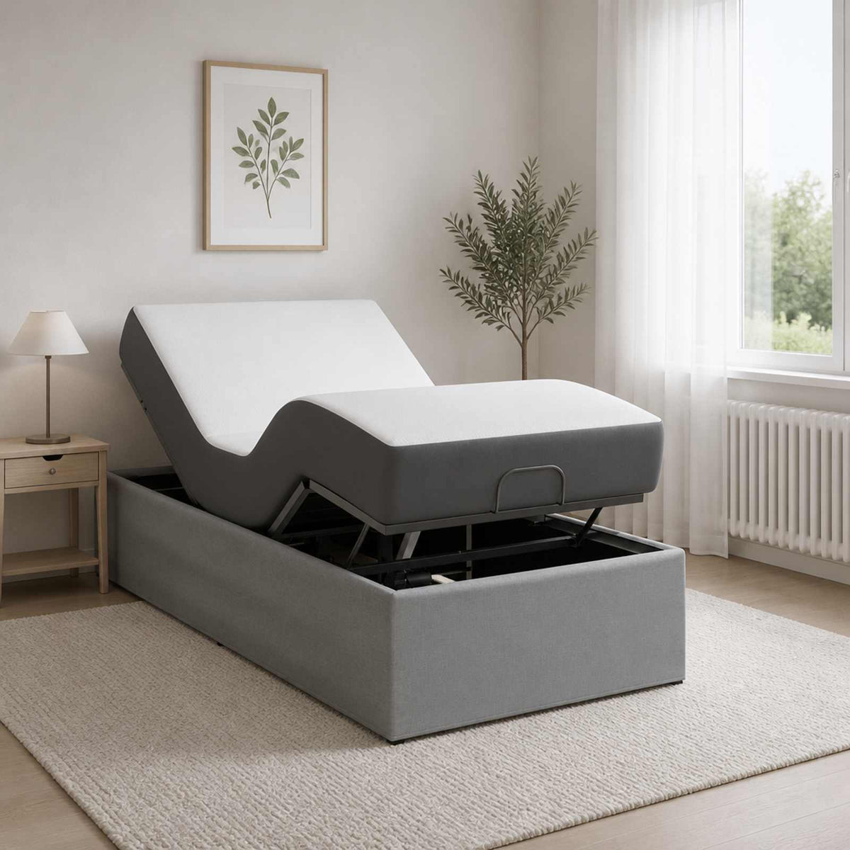 vidaXL Elektro Regulowany Stelaż Łóżka jasnoszary 200 x 70 x 33,5 cm