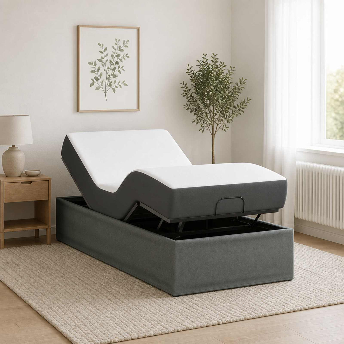 vidaXL Elektro Regulowany Stelaż Łóżka ciemnoszary 200 x 70 x 33,5 cm