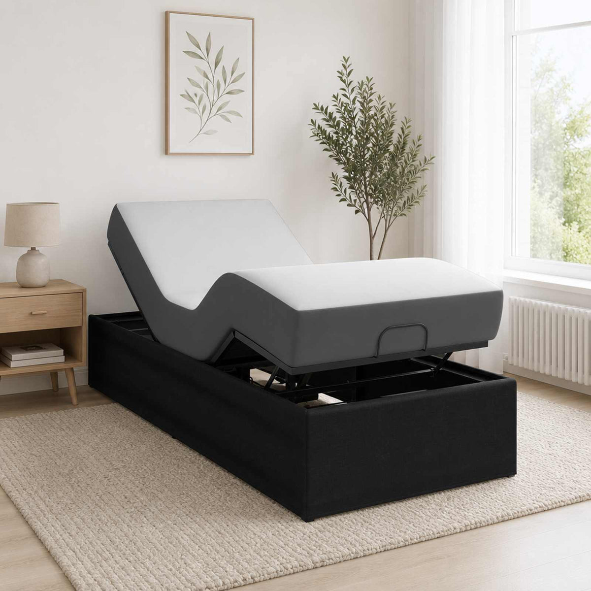 vidaXL Elektro Regulowany Stelaż Łóżka Czarny 200 x 70 x 33,5 cm Stal
