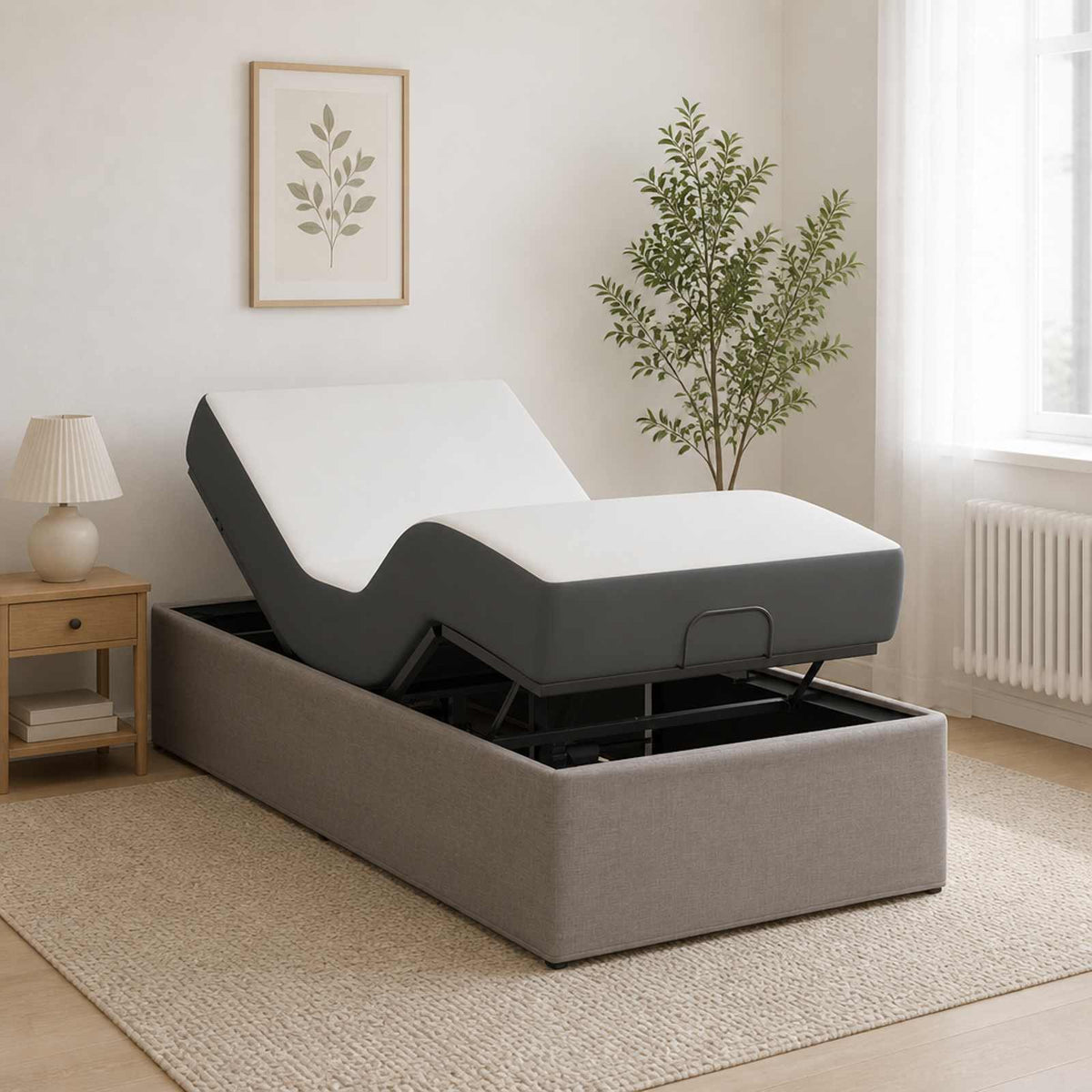 vidaXL Elektro Regulowany Stelaż Łóżka Szarobeżowy 200 x 80 x 33,5 cm
