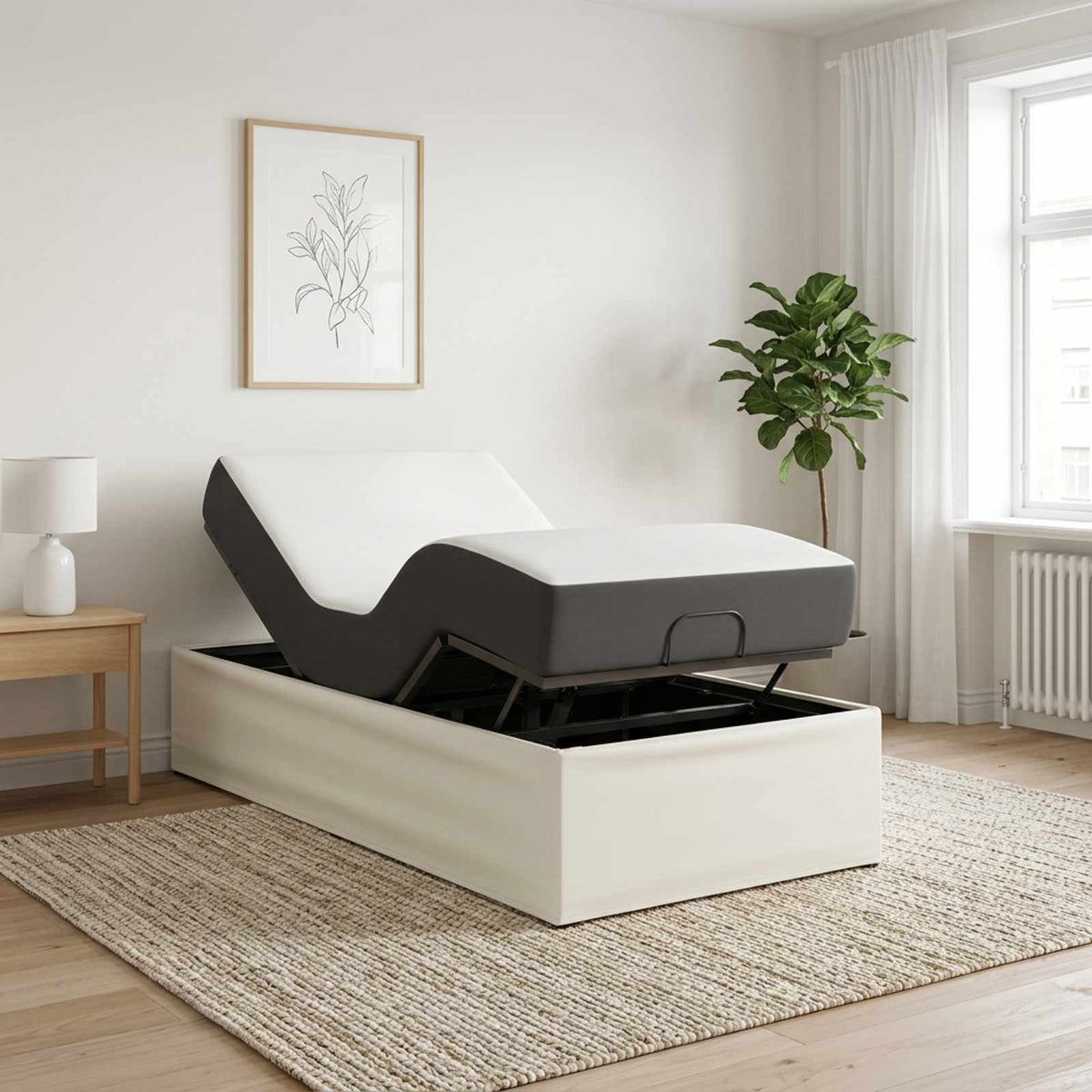 vidaXL Elektro Regulowany Stelaż Łóżka Biały 200 x 80 x 33,5 cm Stal