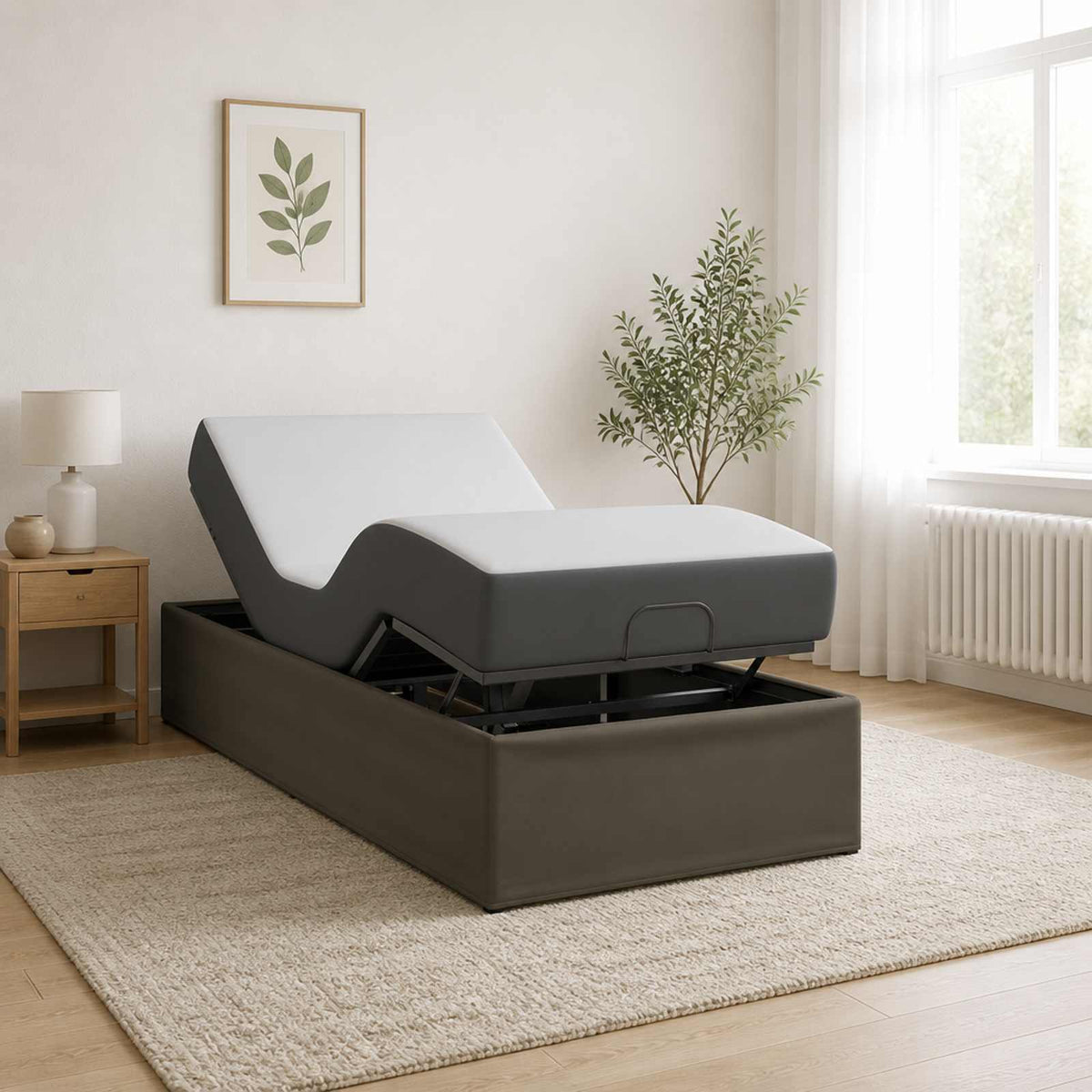 vidaXL Elektro Regulowany Stelaż Łóżka Szary 200 x 70 x 33,5 cm Stal