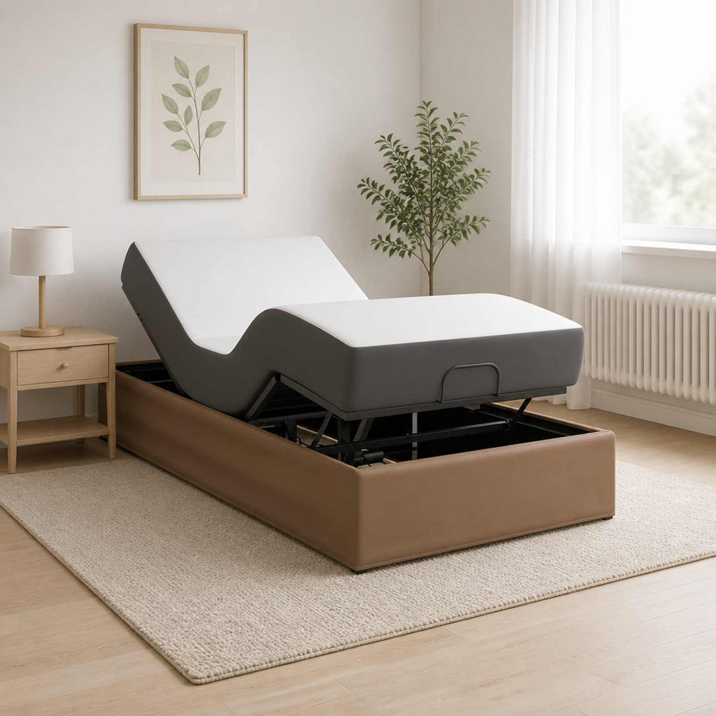 vidaXL Elektro Regulowany Stelaż Łóżka Brązowy 200 x 70 x 33,5 cm Stal