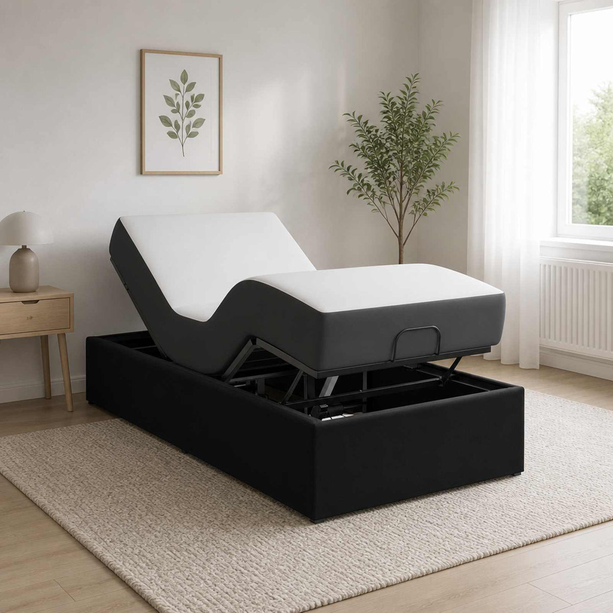 vidaXL Elektro Regulowany Stelaż Łóżka Czarny 200 x 70 x 33,5 cm Stal