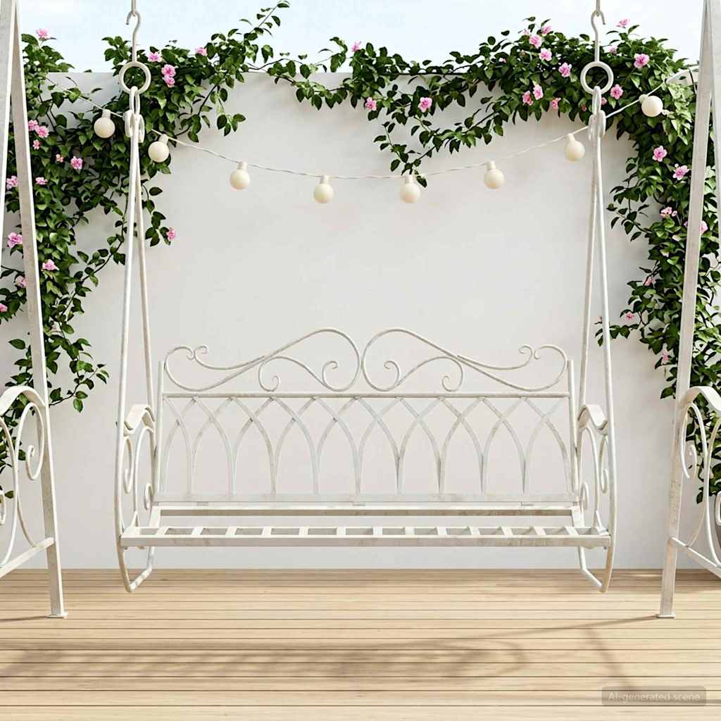 vidaXL Huśtawka Stal 112 x 60 x 126,5 cm Antyczna biel