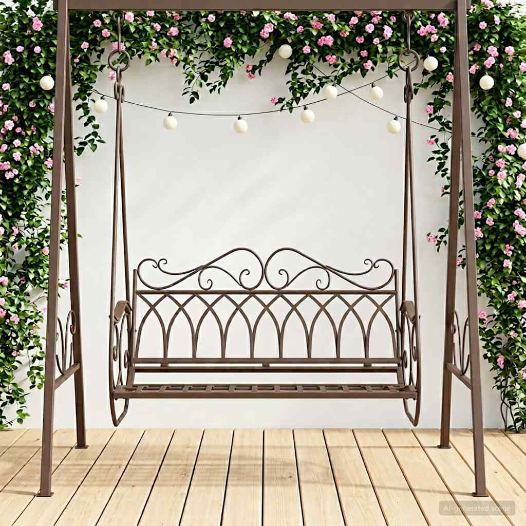 vidaXL Huśtawka Stal 112 x 60 x 126,5 cm Antyk Brązowy