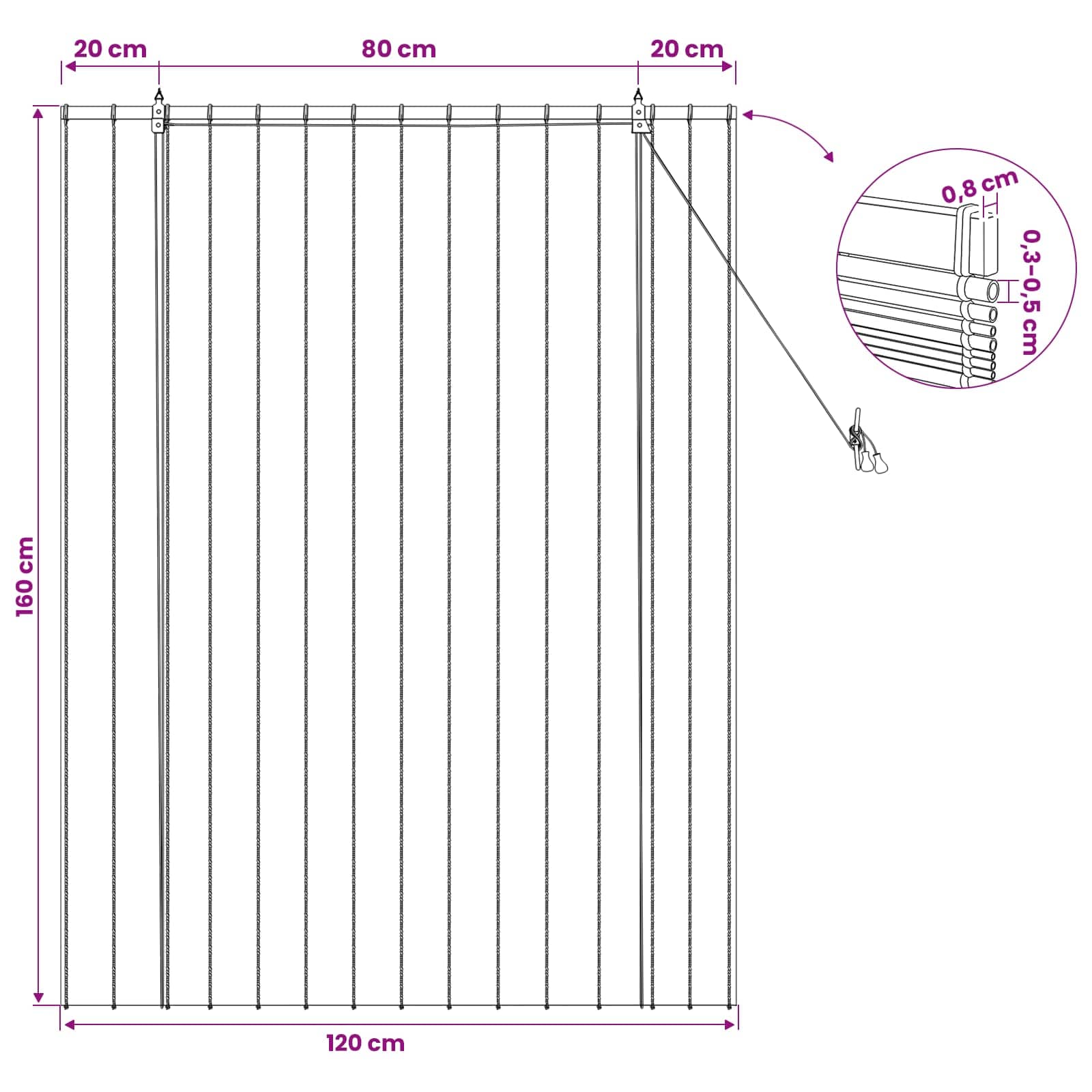 vidaXL Roleta naturalny 120 x 160 cm Trzcina