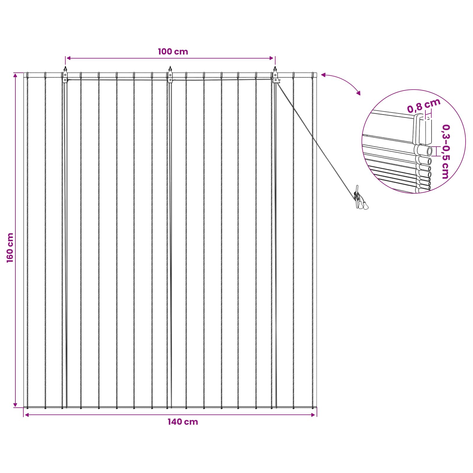 vidaXL Roleta naturalny 140 x 160 cm Trzcina
