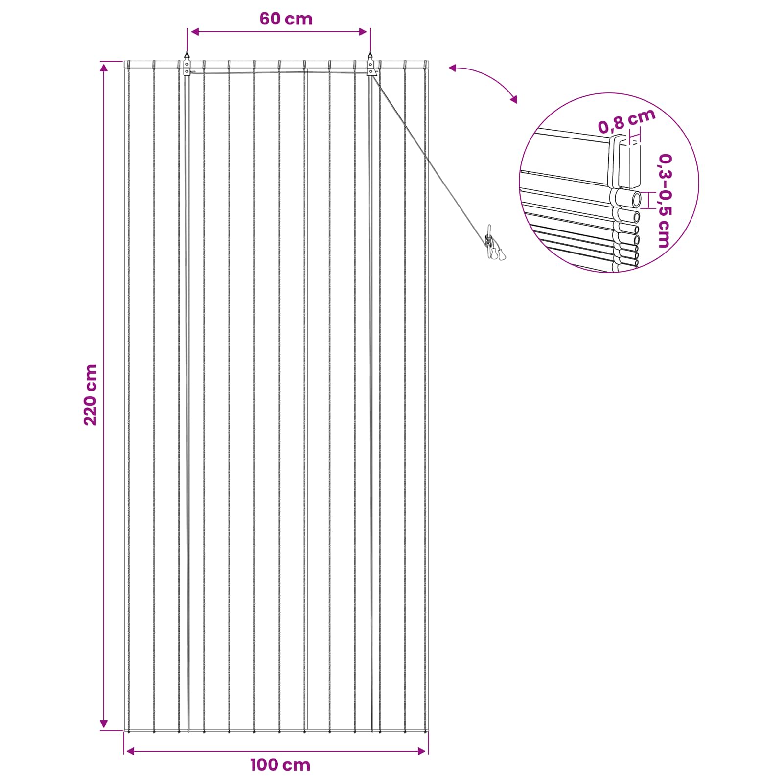 vidaXL Roleta naturalny 100 x 220 cm Trzcina