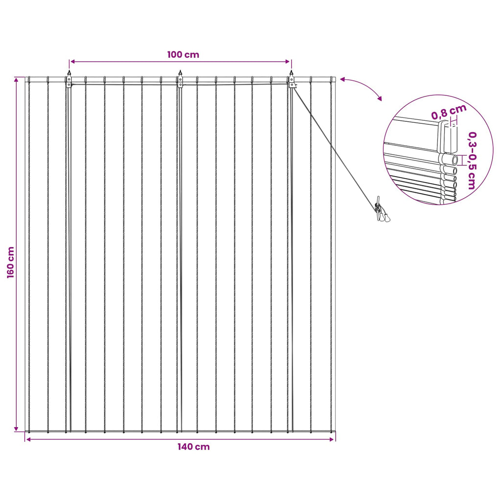 vidaXL Roleta brązowy 140 x 160 cm Trzcina