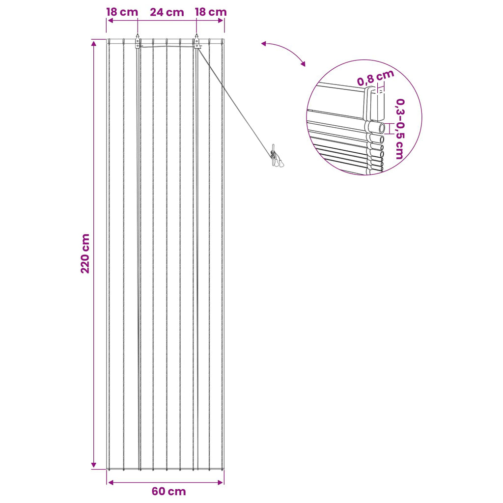 vidaXL Roleta brązowy 60 x 220 cm Trzcina