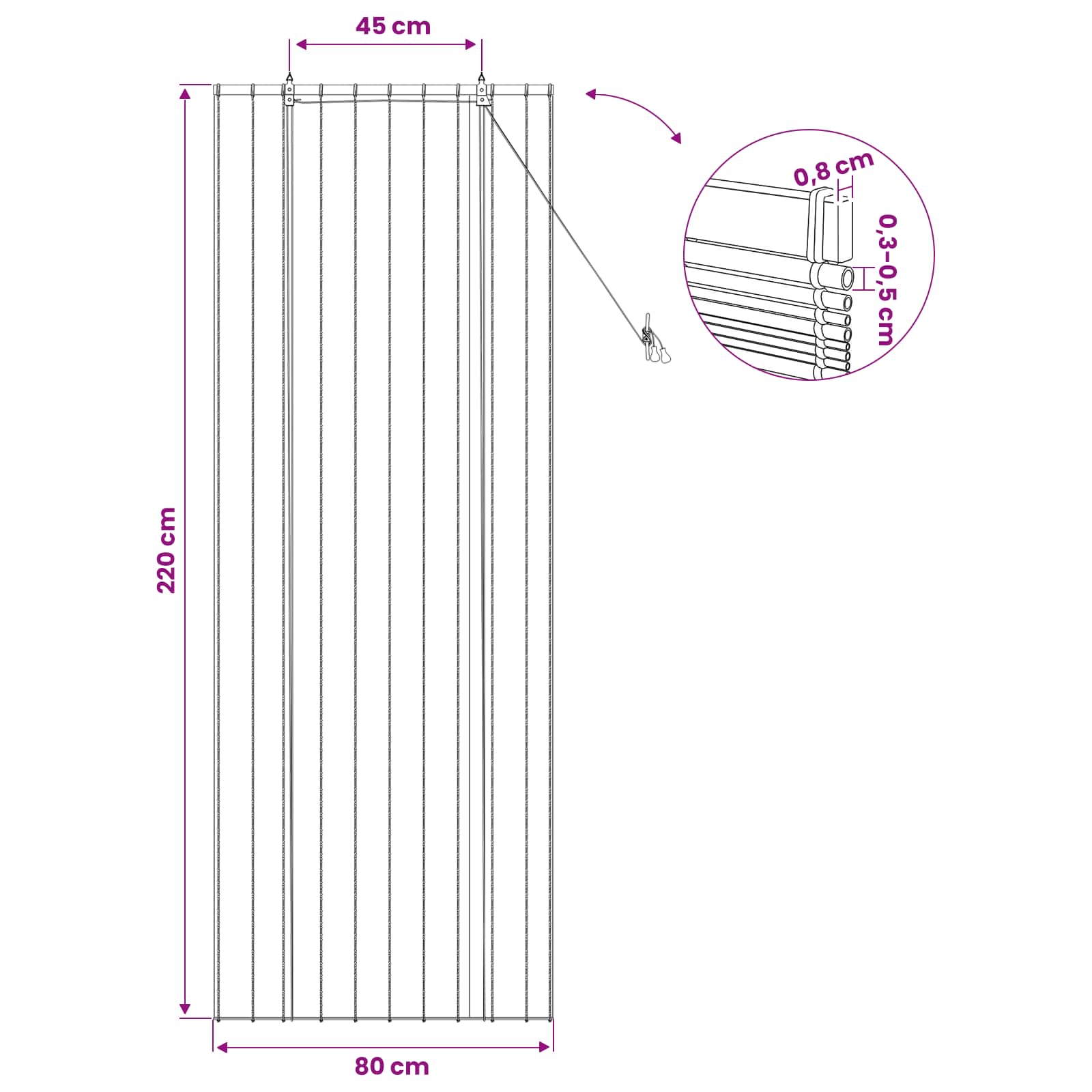 vidaXL Roleta brązowy 80 x 220 cm Trzcina