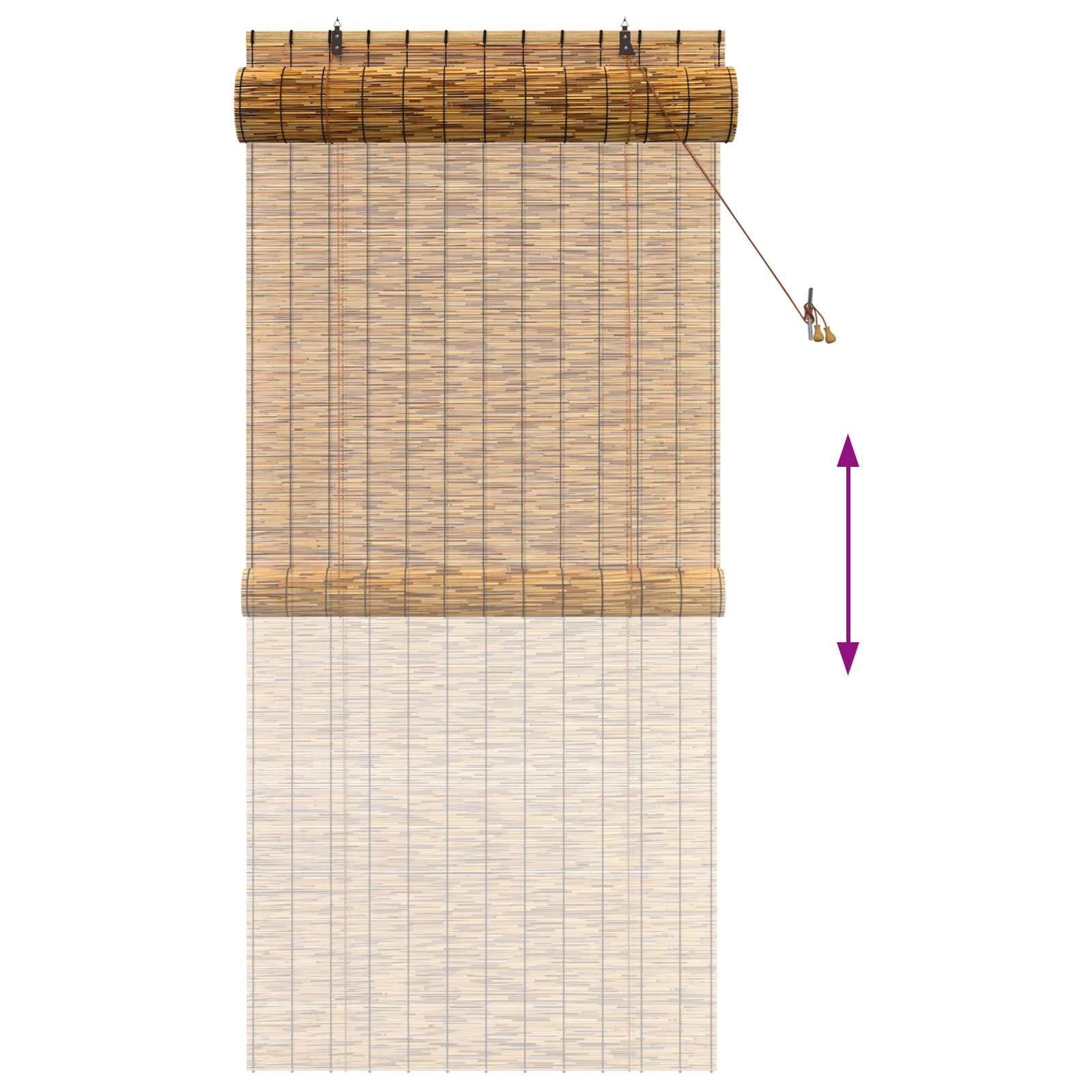 vidaXL Roleta brązowy 100 x 220 cm Trzcina