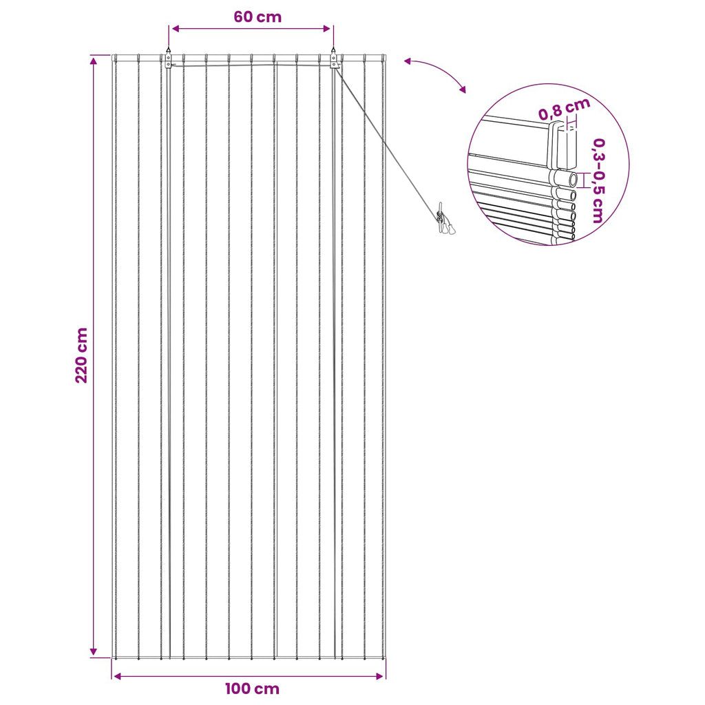 vidaXL Roleta brązowy 100 x 220 cm Trzcina