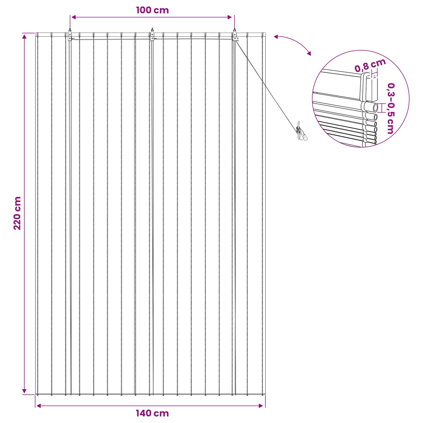 vidaXL Roleta brązowy 140 x 220 cm Trzcina
