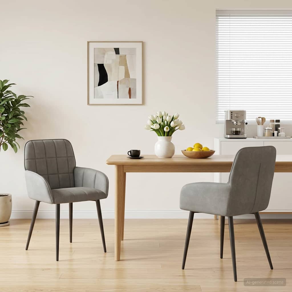 vidaXL Krzesła jadalne 2 pcs Welur jasnoszary 57 x 50 x 85 cm