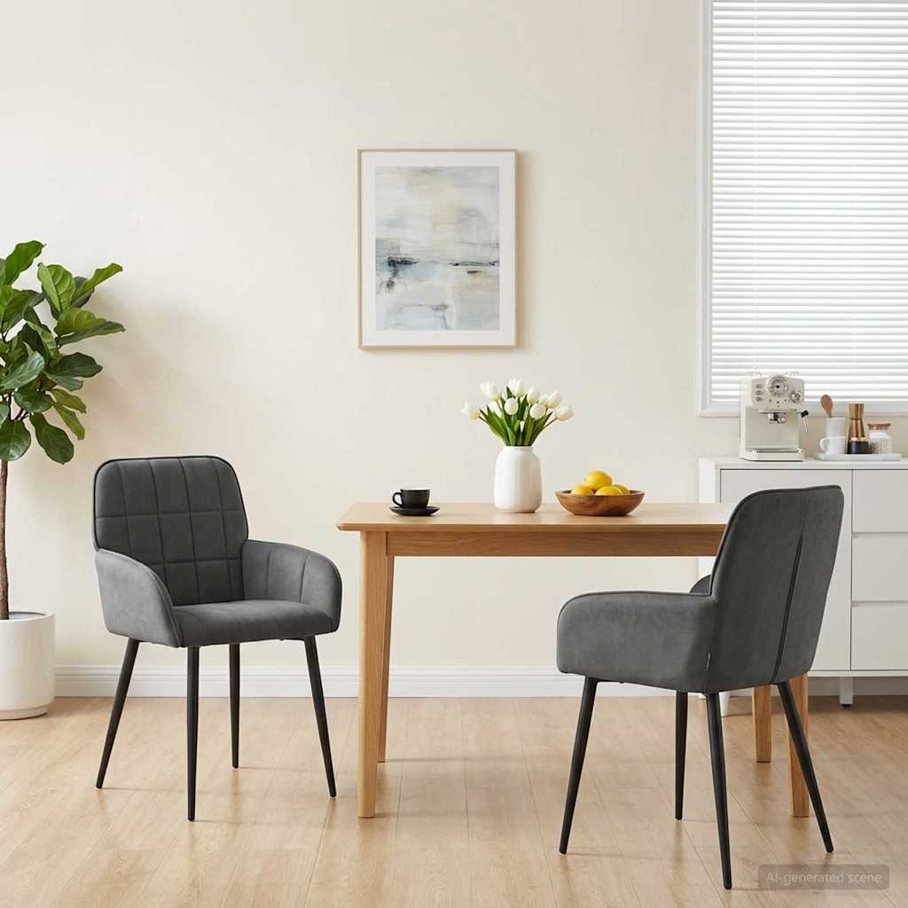 vidaXL Krzesła jadalne 2 pcs Welur ciemnoszary 57 x 50 x 85 cm