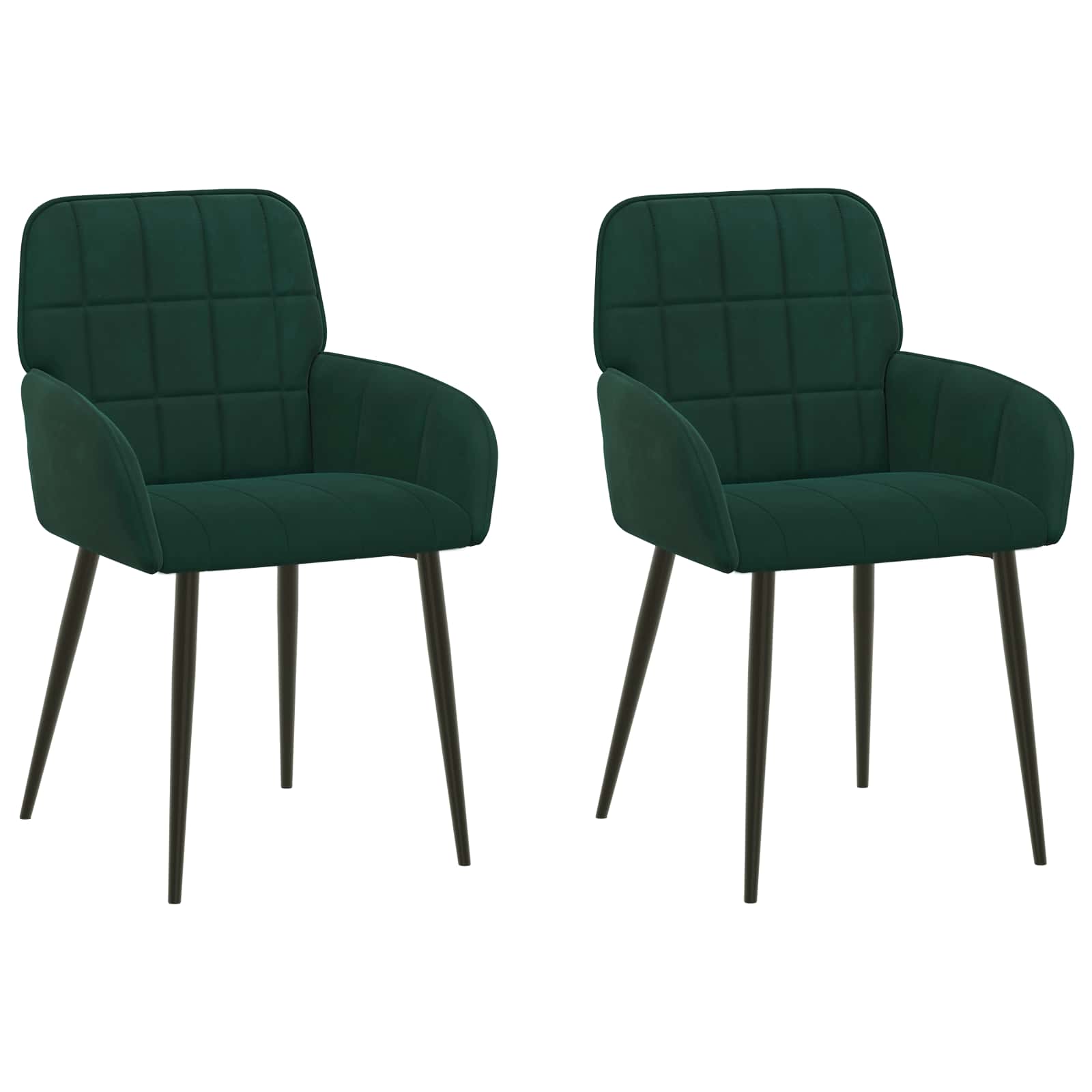 vidaXL Krzesła jadalne 2 pcs Welur Ciemnozielony 57 x 50 x 85 cm