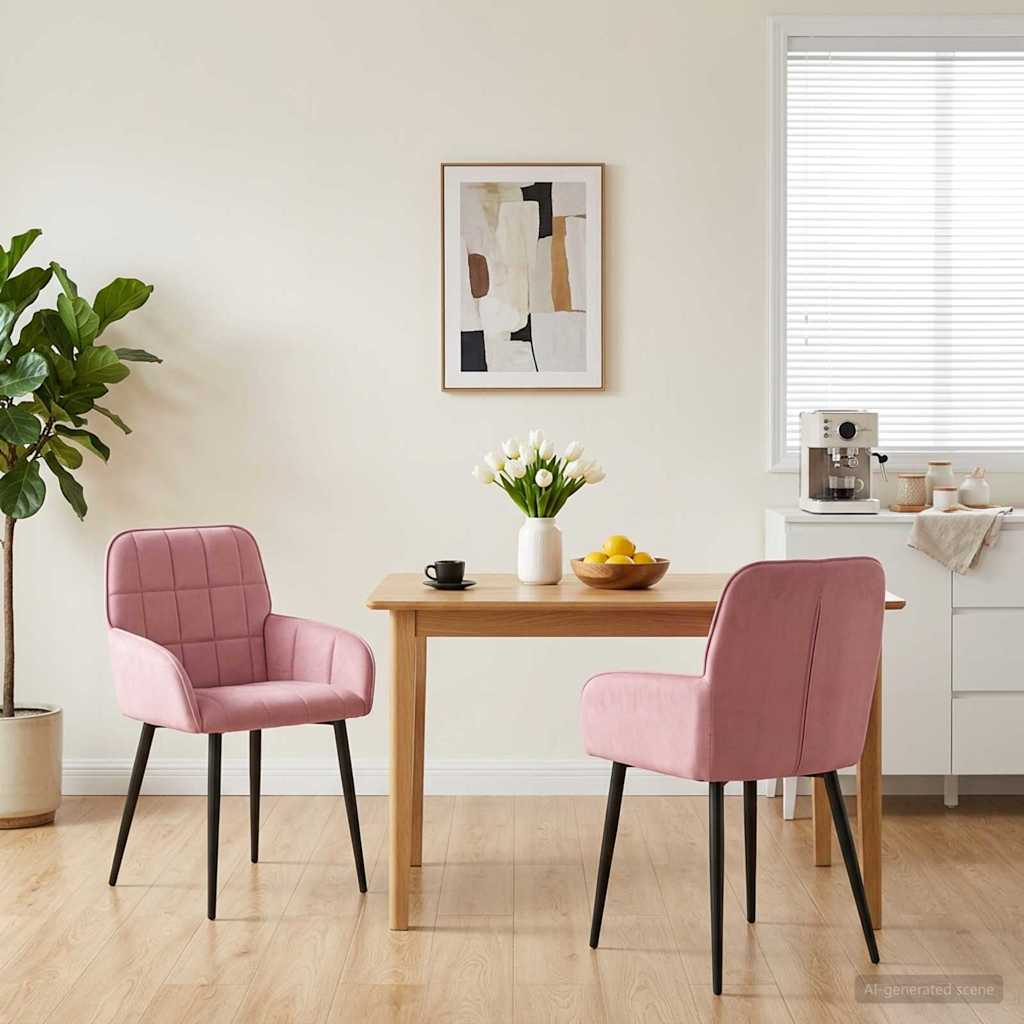 vidaXL Krzesła jadalne 2 pcs Welur różowy 57 x 50 x 85 cm