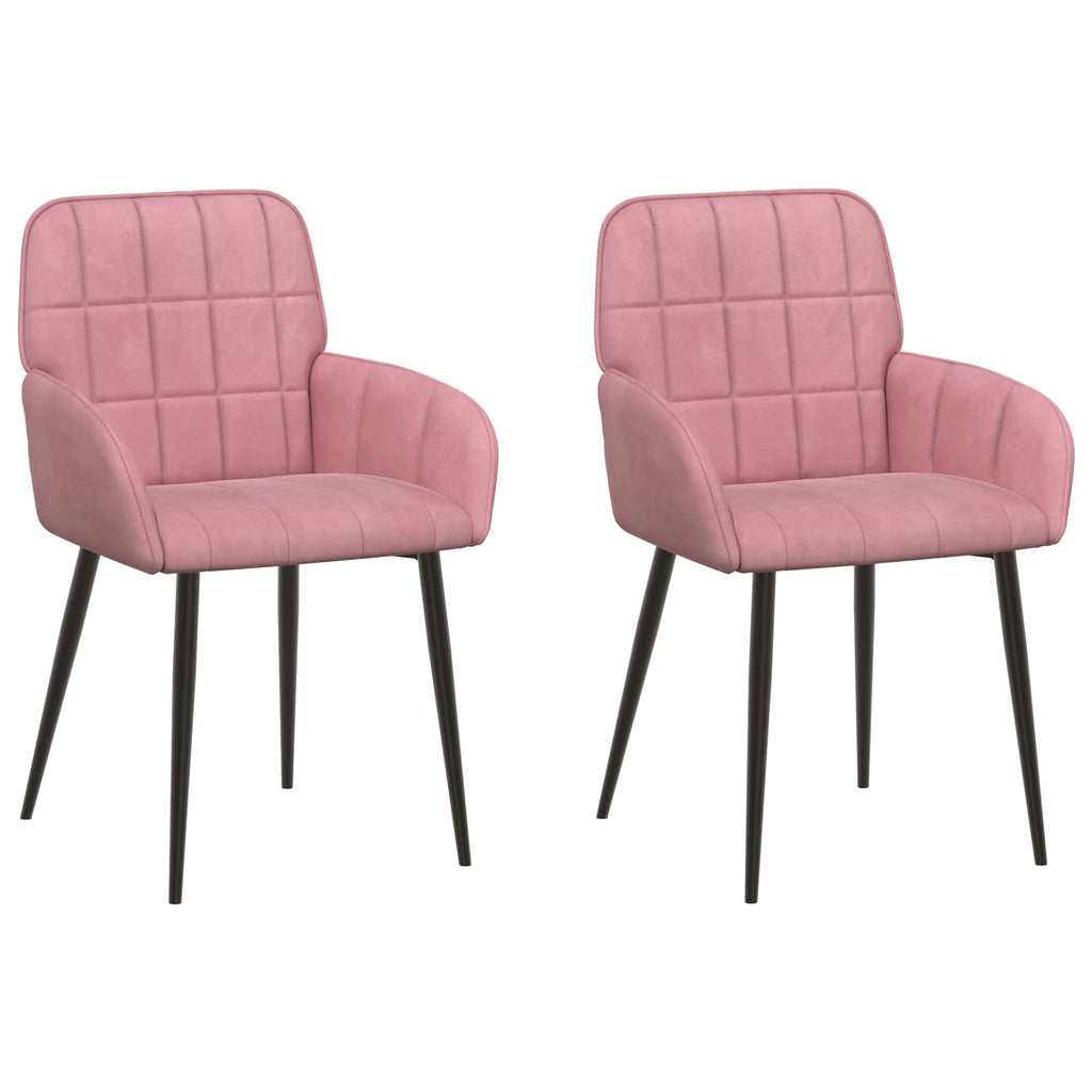 vidaXL Krzesła jadalne 2 pcs Welur różowy 57 x 50 x 85 cm