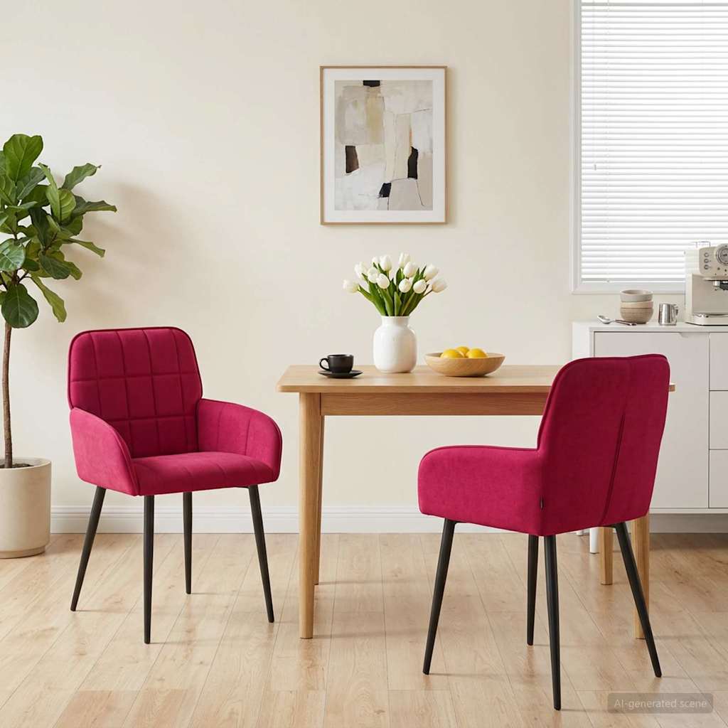 vidaXL Krzesła jadalne 2 pcs Welur Czerwone wino 57 x 50 x 85 cm