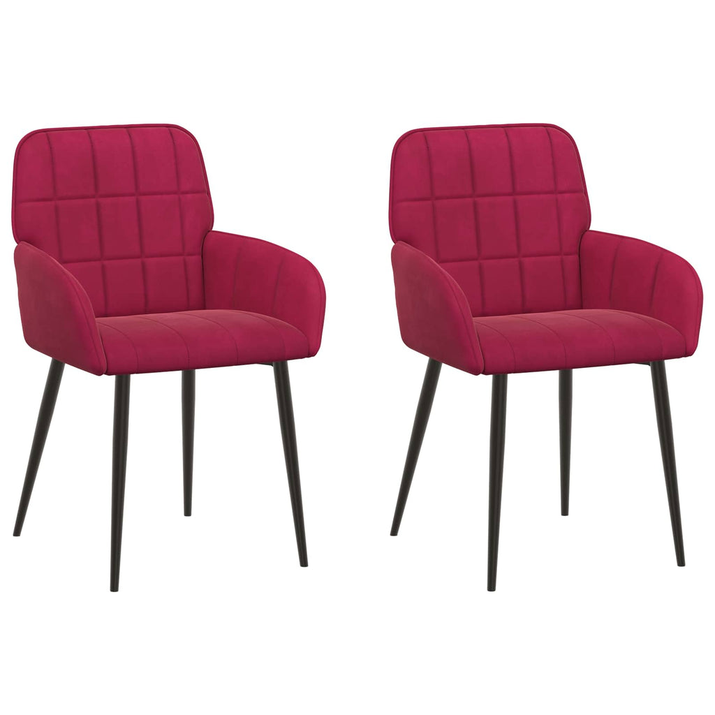 vidaXL Krzesła jadalne 2 pcs Welur Czerwone wino 57 x 50 x 85 cm