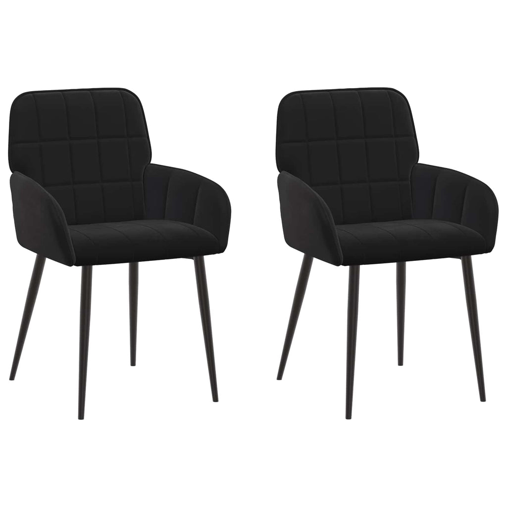 vidaXL Krzesła jadalne 2 pcs Welur Czarny 57 x 50 x 85 cm