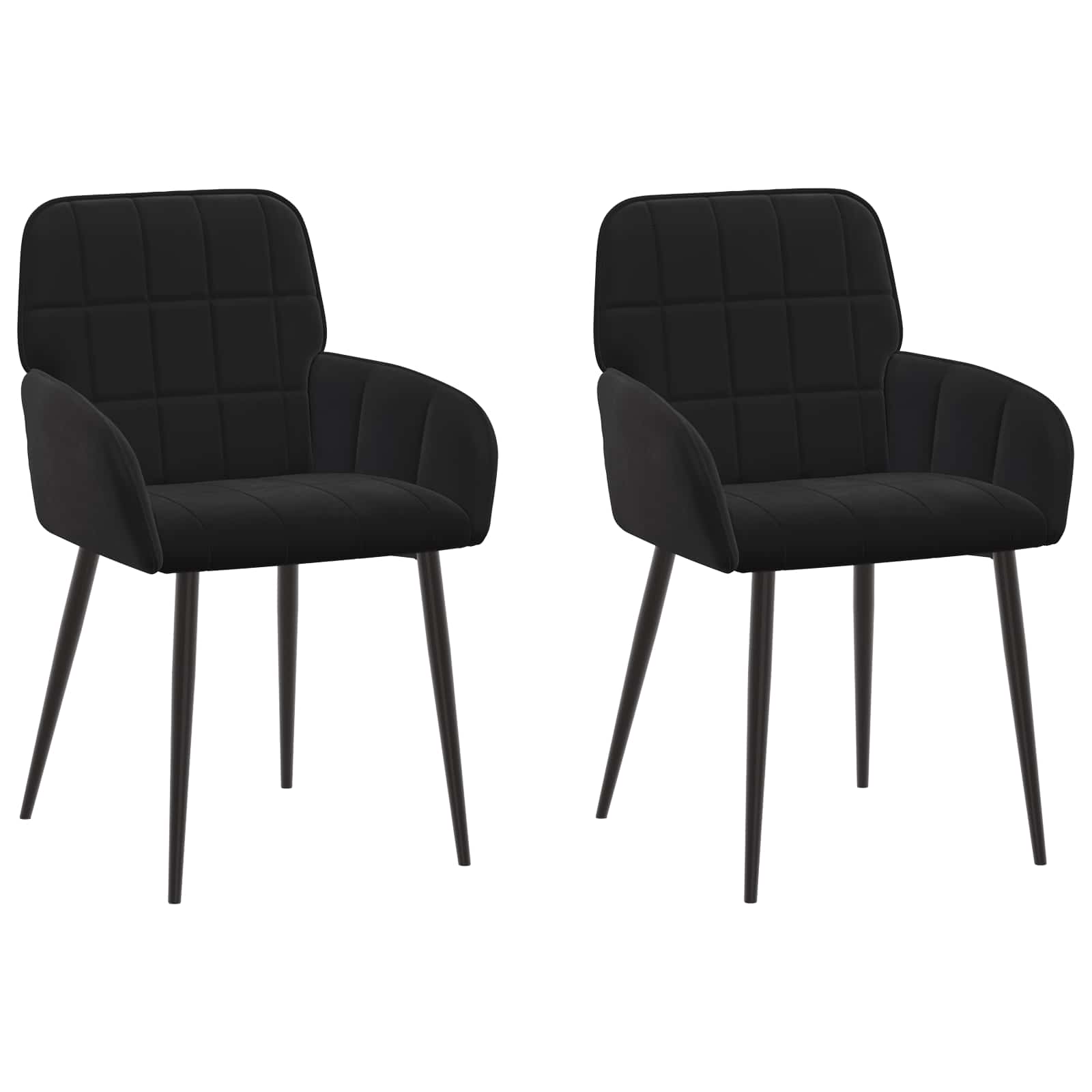 vidaXL Krzesła jadalne 2 pcs Welur Czarny 57 x 50 x 85 cm
