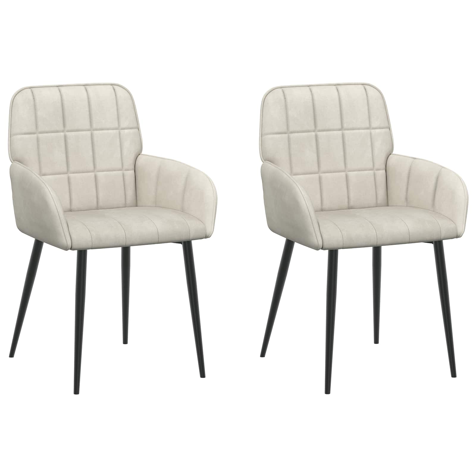vidaXL Krzesła jadalne 2 pcs Welur kremowy 57 x 50 x 85 cm