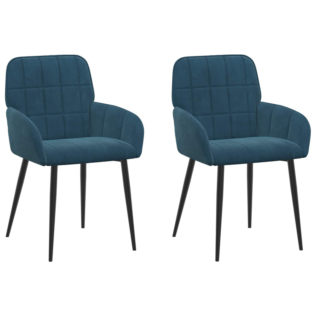 vidaXL Krzesła jadalne 2 pcs Welur niebieski 57 x 50 x 85 cm