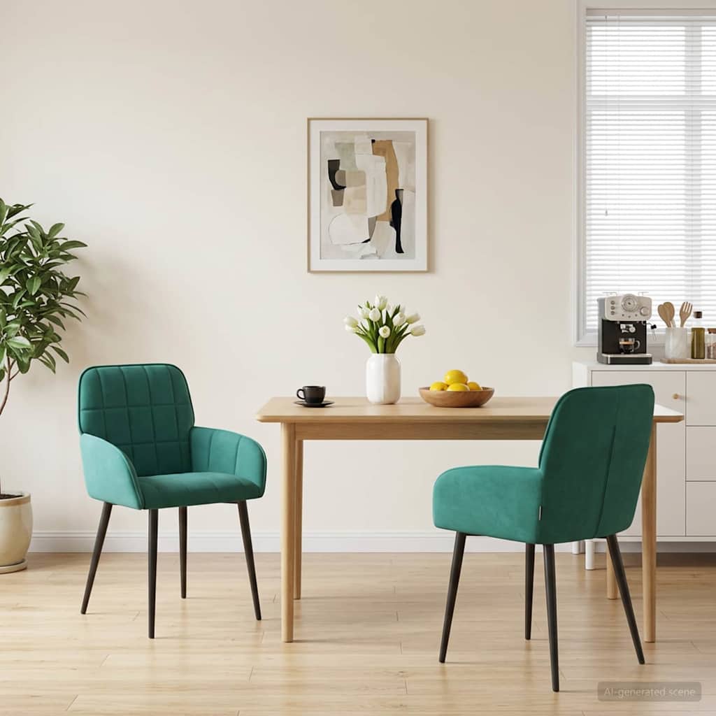 vidaXL Krzesła jadalne 2 pcs Welur Turkusowy 57 x 50 x 85 cm