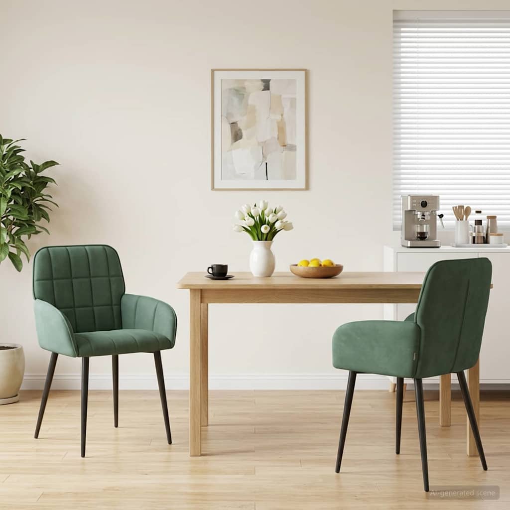 vidaXL Krzesła jadalne 2 pcs Welur Zielony morski 57 x 50 x 85 cm